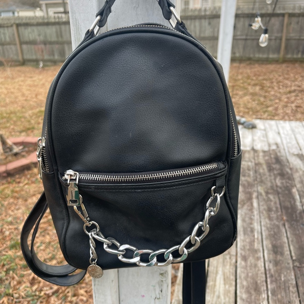 Madden NYC Leather Backpack with Silver Accents